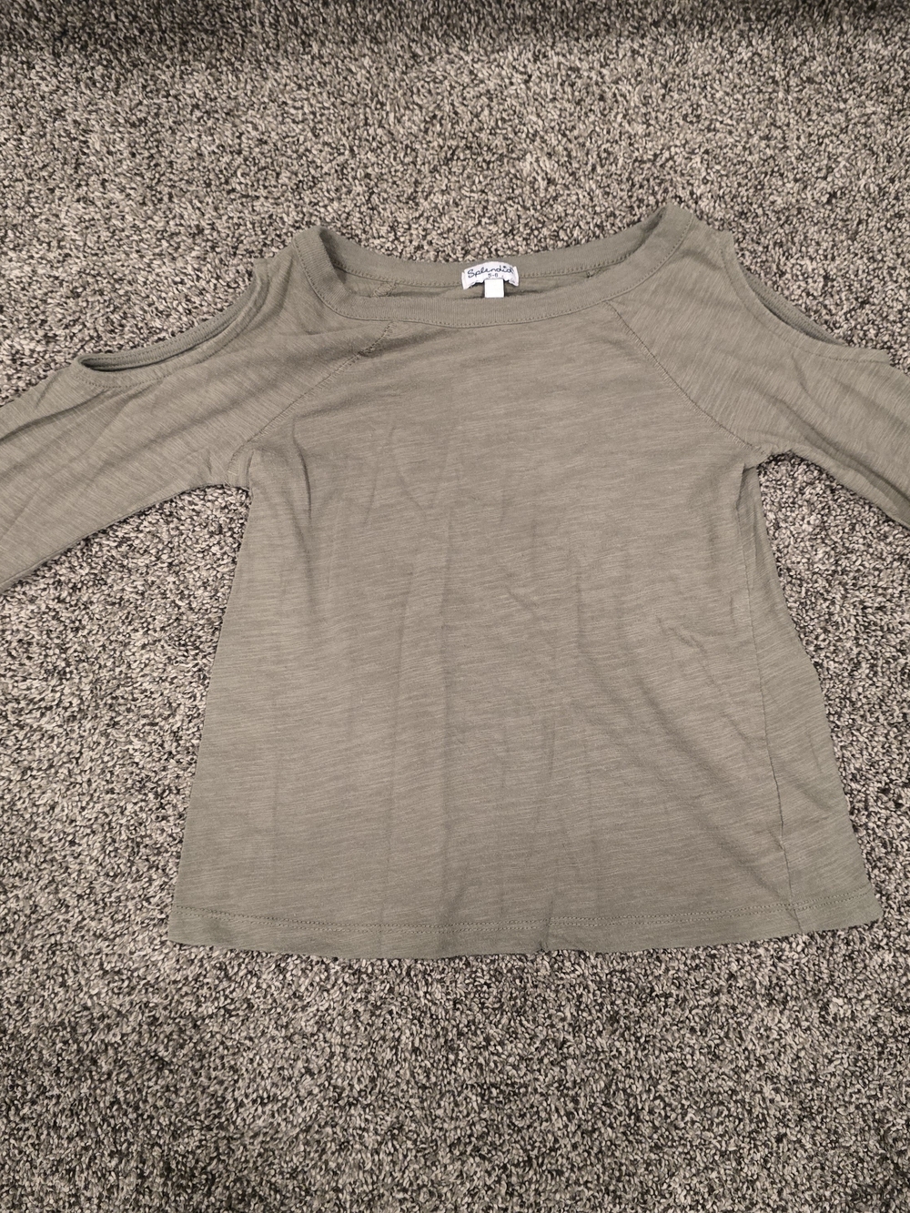 Splendid Olive Green Cold-Shoulder Long Sleeve Tee